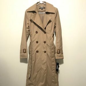 DKNY Long Tan Trench Coat Size Small
